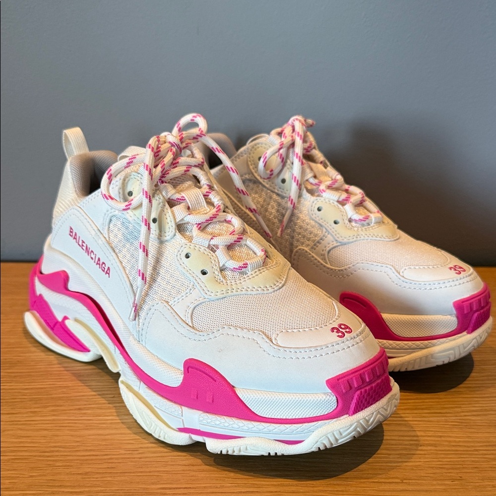 Balenciaga Cream and Pink Sneakers